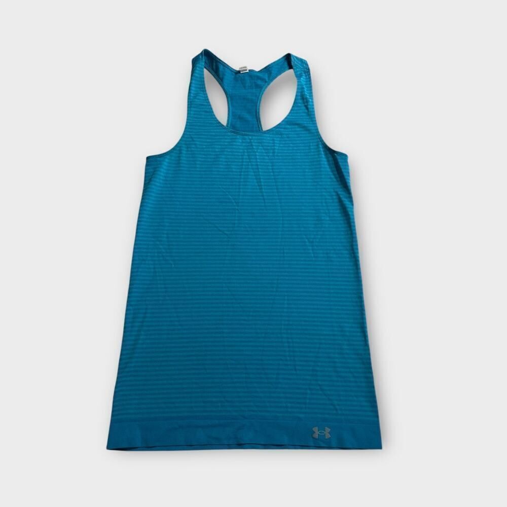Under Armour Tank‎ Top Women's Small Blue Striped Racerback Scoop Neck Athletic